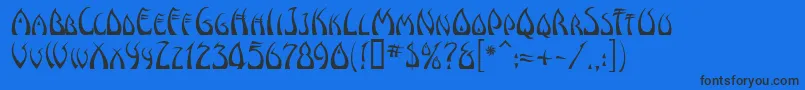 WindsweptMf-Schriftart – Schwarze Schriften auf blauem Hintergrund