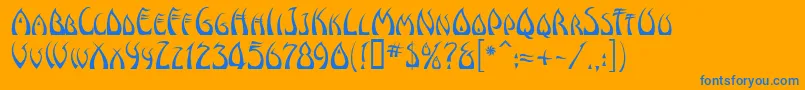 WindsweptMf-Schriftart – Blaue Schriften auf orangefarbenem Hintergrund