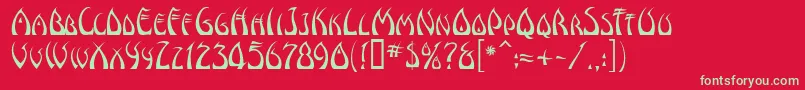 フォントWindsweptMf – 赤い背景に緑の文字