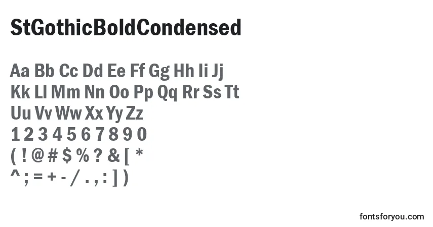 Czcionka StGothicBoldCondensed – alfabet, cyfry, specjalne znaki