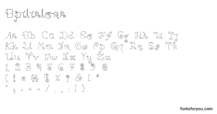 Schriftart Bpilialena – Alphabet, Zahlen, spezielle Symbole