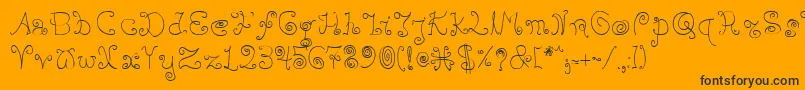 Bpilialena-Schriftart – Schwarze Schriften auf orangefarbenem Hintergrund