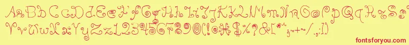 Bpilialena Font – Red Fonts on Yellow Background