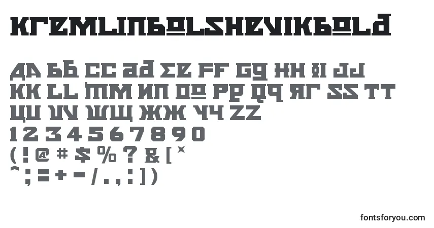 Czcionka KremlinBolshevikBold – alfabet, cyfry, specjalne znaki