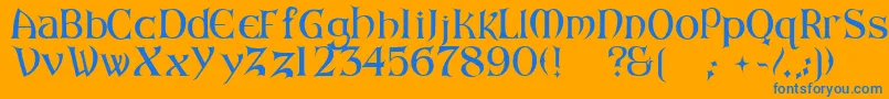 ArkhamReg-Schriftart – Blaue Schriften auf orangefarbenem Hintergrund