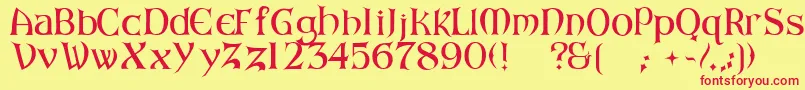 Czcionka ArkhamReg – czerwone czcionki na żółtym tle