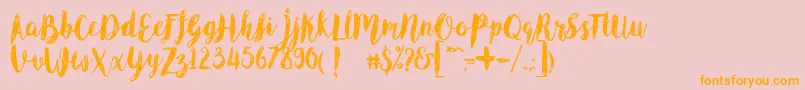 AngelineVintageDemo-Schriftart – Orangefarbene Schriften auf rosa Hintergrund