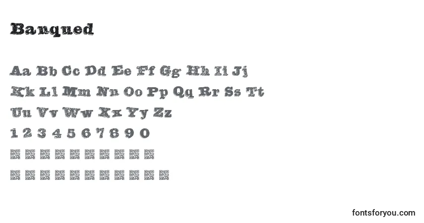 Schriftart Banqued – Alphabet, Zahlen, spezielle Symbole