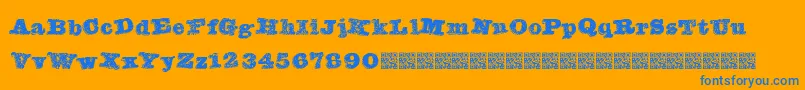 Banqued-Schriftart – Blaue Schriften auf orangefarbenem Hintergrund