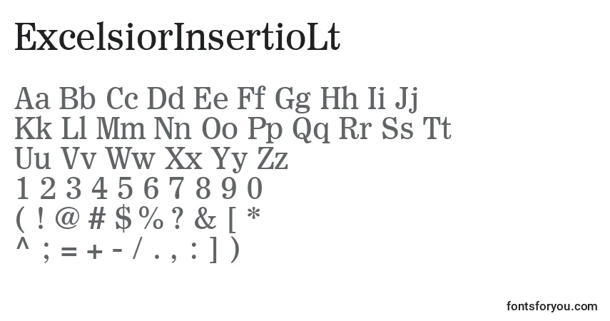 A fonte ExcelsiorInsertioLt – alfabeto, números, caracteres especiais