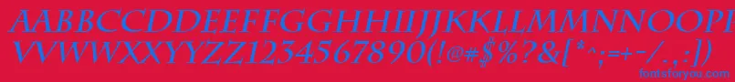 Czcionka ChattsworthBoldItalic – niebieskie czcionki na czerwonym tle