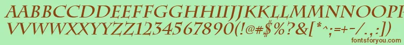 フォントChattsworthBoldItalic – 緑の背景に茶色のフォント