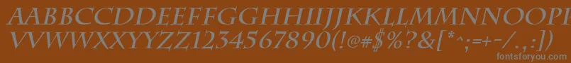 ChattsworthBoldItalic-Schriftart – Graue Schriften auf braunem Hintergrund