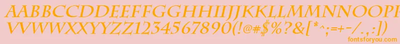 ChattsworthBoldItalic-Schriftart – Orangefarbene Schriften auf rosa Hintergrund