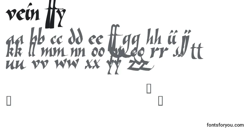 Schriftart Vein ffy – Alphabet, Zahlen, spezielle Symbole