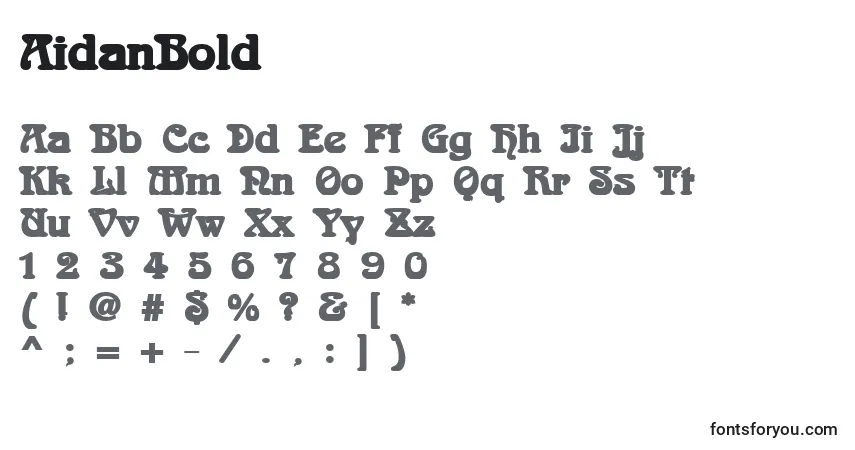 Czcionka AidanBold – alfabet, cyfry, specjalne znaki