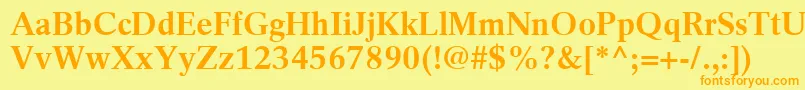 フォントRotationLtBold – オレンジの文字が黄色の背景にあります。