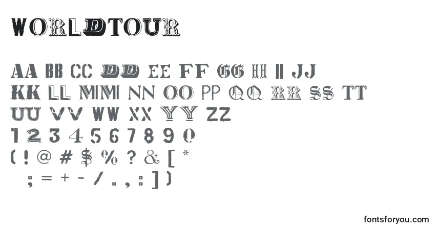 A fonte Worldtour – alfabeto, números, caracteres especiais