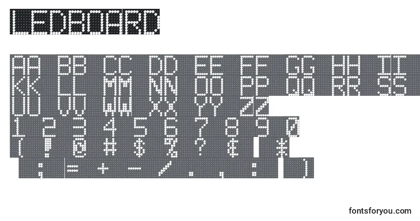 Schriftart Ledboard – Alphabet, Zahlen, spezielle Symbole