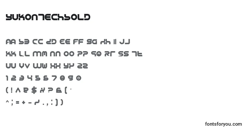 Шрифт YukonTechBold – алфавит, цифры, специальные символы