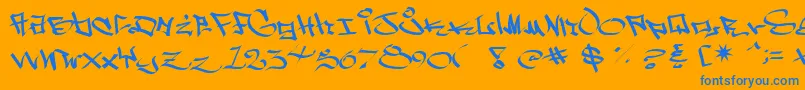 More about WestSidePlain Font WestSidePlain Font – Blue Fonts on Orange Background