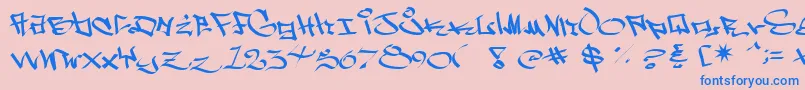 フォントWestSidePlain – ピンクの背景に青い文字