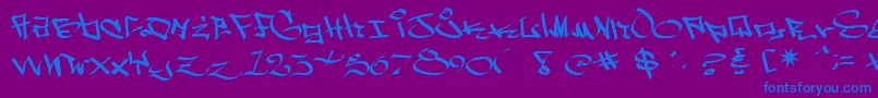 WestSidePlain-Schriftart – Blaue Schriften auf violettem Hintergrund