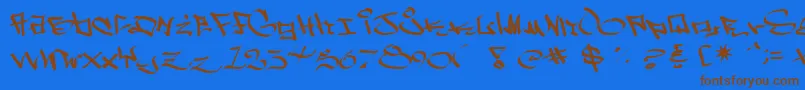WestSidePlain-Schriftart – Braune Schriften auf blauem Hintergrund