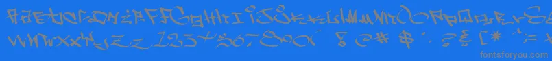 WestSidePlain-Schriftart – Graue Schriften auf blauem Hintergrund