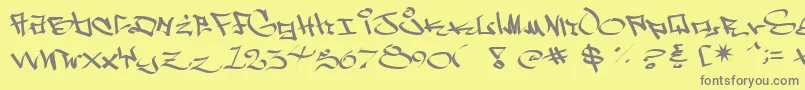 WestSidePlain-fontti – harmaat kirjasimet keltaisella taustalla