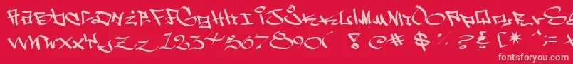 WestSidePlain-Schriftart – Rosa Schriften auf rotem Hintergrund