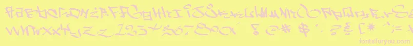 WestSidePlain-Schriftart – Rosa Schriften auf gelbem Hintergrund