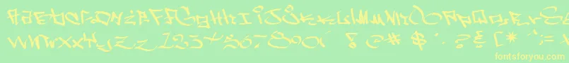 WestSidePlain-Schriftart – Gelbe Schriften auf grünem Hintergrund