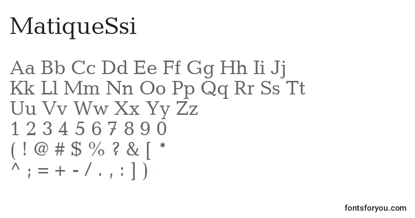 A fonte MatiqueSsi – alfabeto, números, caracteres especiais
