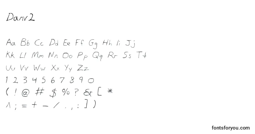 Czcionka Danv2 – alfabet, cyfry, specjalne znaki