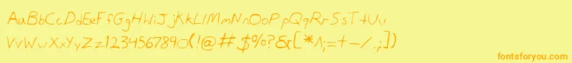 フォントDanv2 – オレンジの文字が黄色の背景にあります。