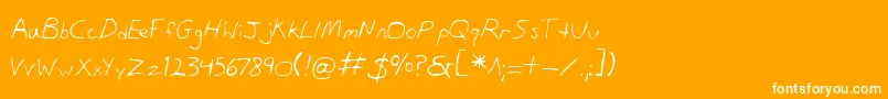 Danv2-Schriftart – Weiße Schriften auf orangefarbenem Hintergrund