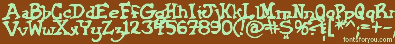 フォントGriffinbold – 緑色の文字が茶色の背景にあります。
