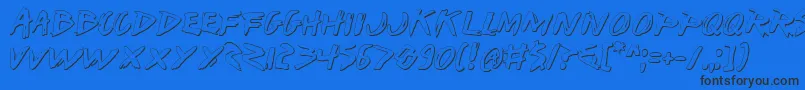 Iwants-Schriftart – Schwarze Schriften auf blauem Hintergrund