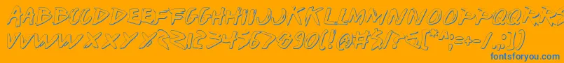 Iwants-Schriftart – Blaue Schriften auf orangefarbenem Hintergrund