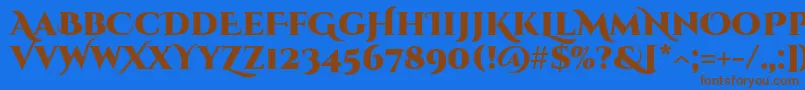 CinzeldecorativeBlack-Schriftart – Braune Schriften auf blauem Hintergrund