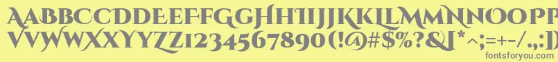 CinzeldecorativeBlack-fontti – harmaat kirjasimet keltaisella taustalla