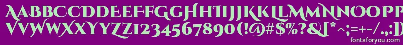 フォントCinzeldecorativeBlack – 紫の背景に緑のフォント