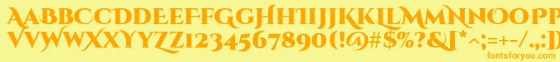 CinzeldecorativeBlack-Schriftart – Orangefarbene Schriften auf gelbem Hintergrund