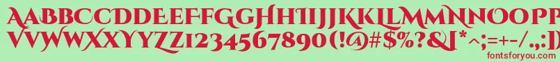 フォントCinzeldecorativeBlack – 赤い文字の緑の背景