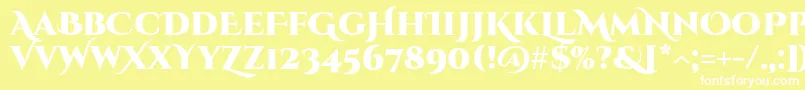 CinzeldecorativeBlack-Schriftart – Weiße Schriften auf gelbem Hintergrund