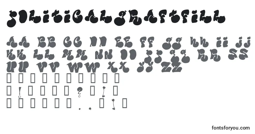 Schriftart PoliticalGraftFill – Alphabet, Zahlen, spezielle Symbole