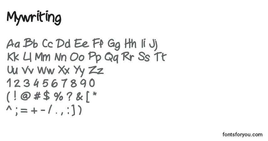 Schriftart Mywriting – Alphabet, Zahlen, spezielle Symbole