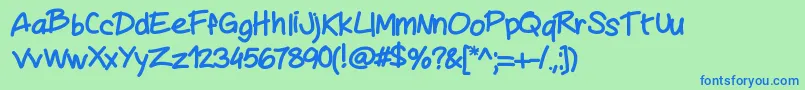 フォントMywriting – 青い文字は緑の背景です。