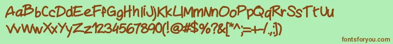 Fonte Mywriting – fontes marrons em um fundo verde